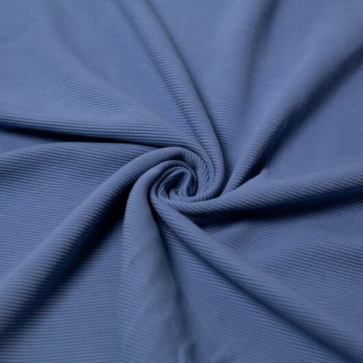 100% Cotton Ottoman Rib Stretch Knit Fabric Denim Blue