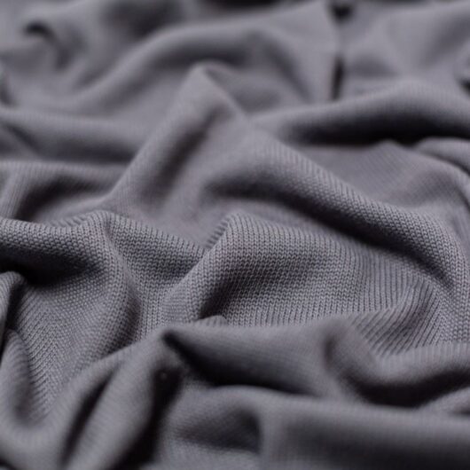 100% Cotton Sweater Knit Stretch Fabric Grey