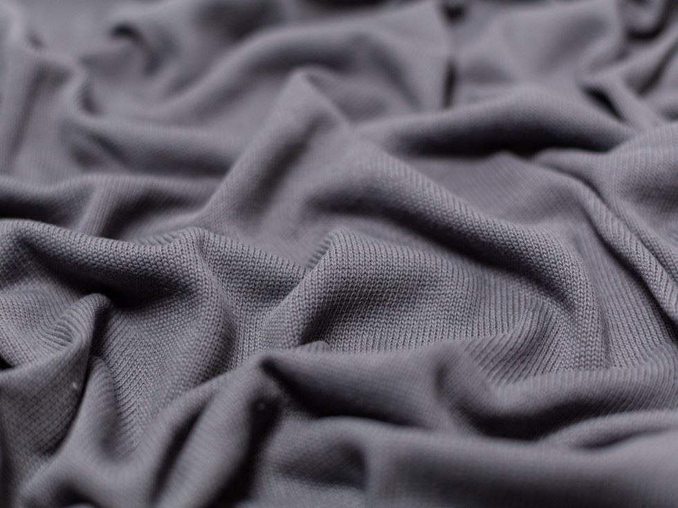 100% Cotton Sweater Knit Stretch Fabric Grey