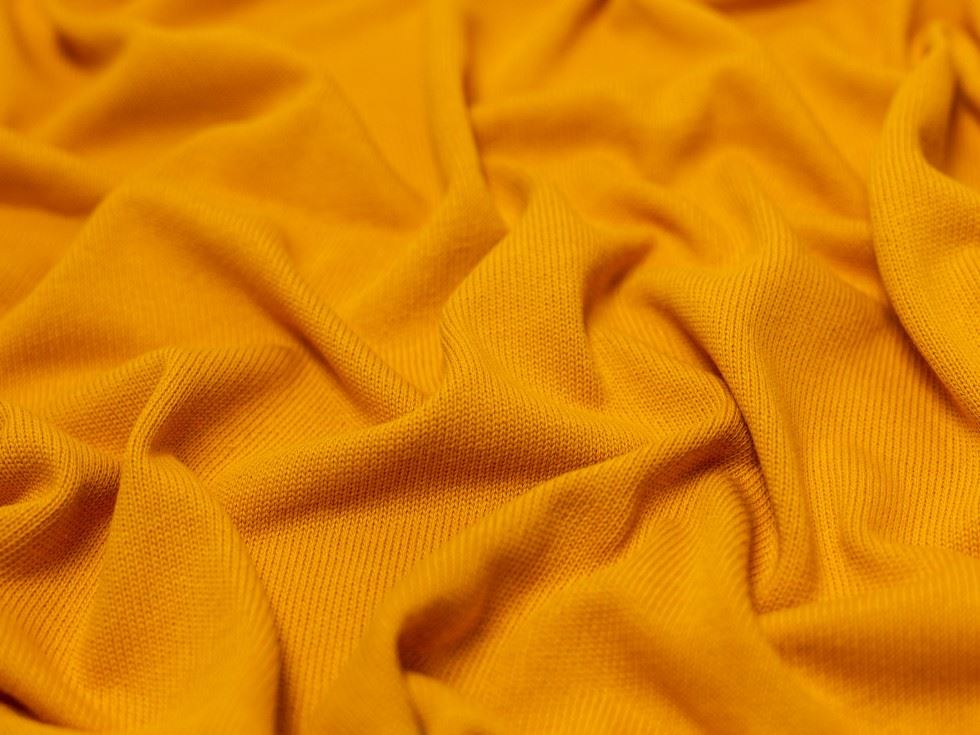 100% Cotton Sweater Knit Stretch Fabric Mustard
