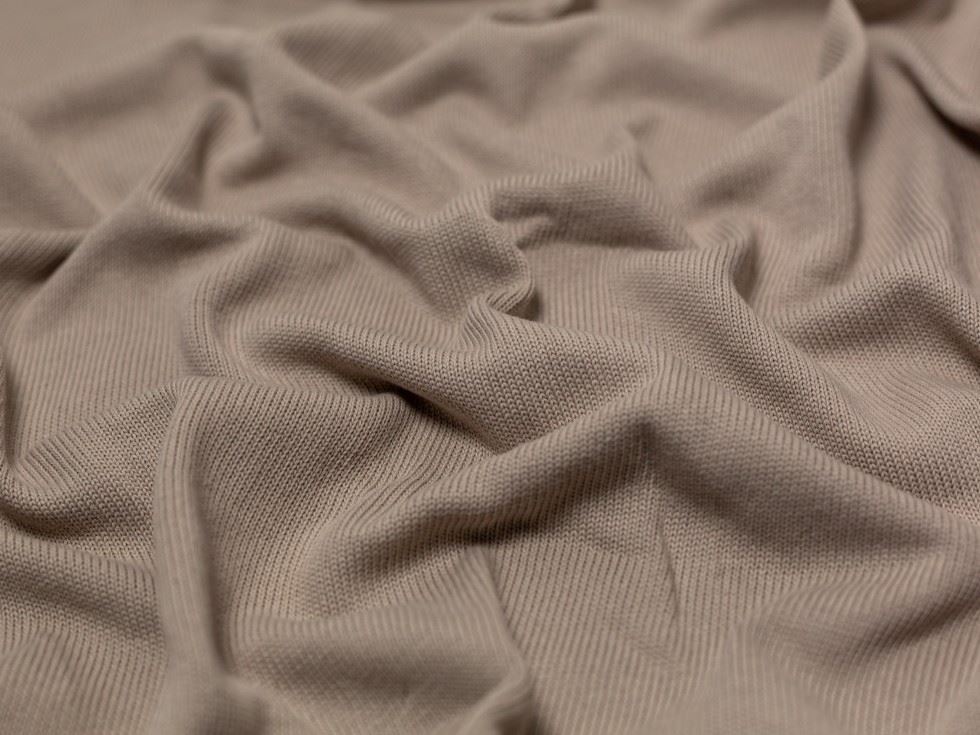 100% Cotton Sweater Knit Stretch Fabric Taupe