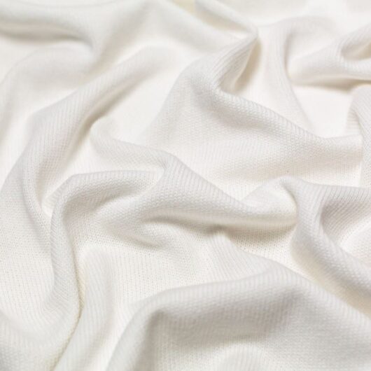 100% Cotton Sweater Knit Stretch Fabric White