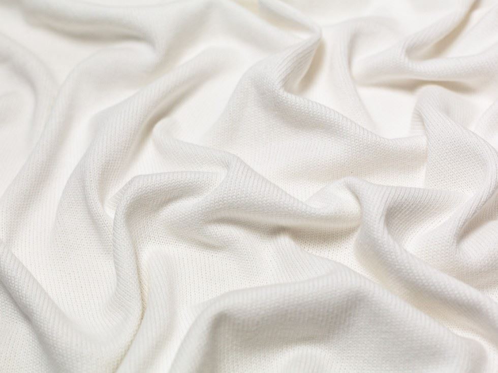 100% Cotton Sweater Knit Stretch Fabric White
