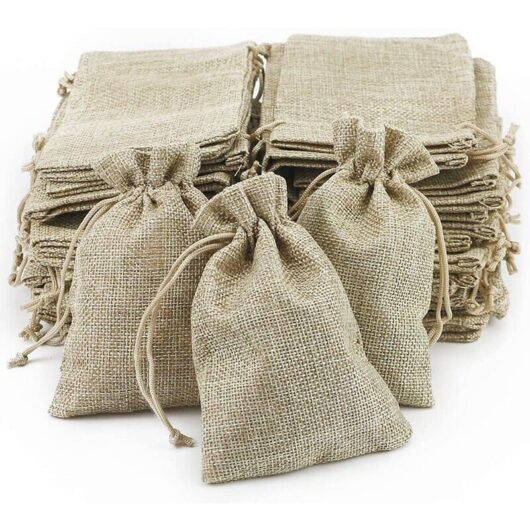 100 pieces jute bags, fabric bags, jute sachets, lavender wedding bags, gift bags, jewelry gift bags (13.5 x 9.5 cm) Ymyny