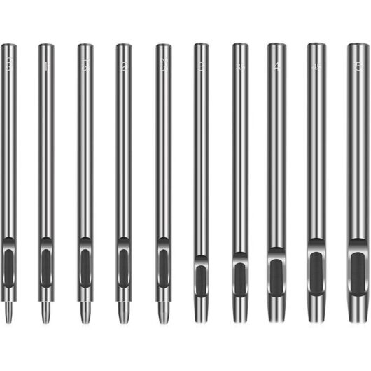 10Pcs Leather Punch, Leather Punch, Hollow Leather Punch, Round Steel Hollow Punch Set Leather Hollow Hole Punch Tools for Leather, Watch Band,