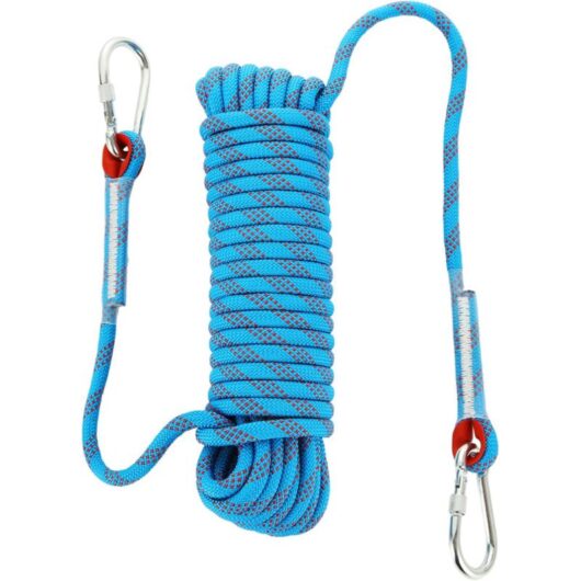 1PC Climbing Rope with Static Safety Carabiner 10mm Polyester Mountaineering Rope Rescue for Hiking Mountaineering Mountain 10M