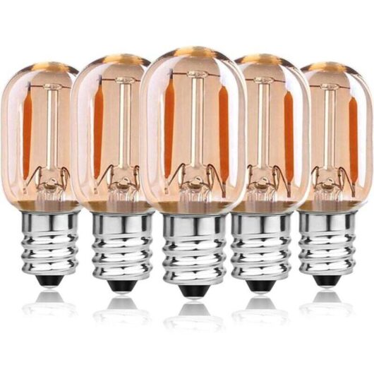 1W E14 LED Filament Bulbs, 10W Equivalent, T22 Oven/Fridge Cooker Hood/Chandelier/Crystal Bulb, Salt Lamp, Children's Night Light, Tubular Warm White