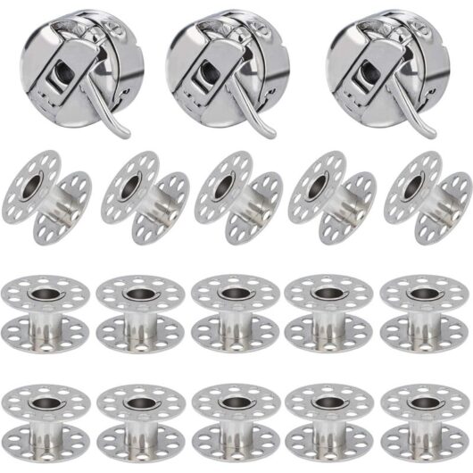 3 Pièces Boîte à Canette pour Machine à Coudre, 15 Pièces Bobine en Métal, Compatible pour Singer Janome Brother Machine à Coudre Domestique Standard