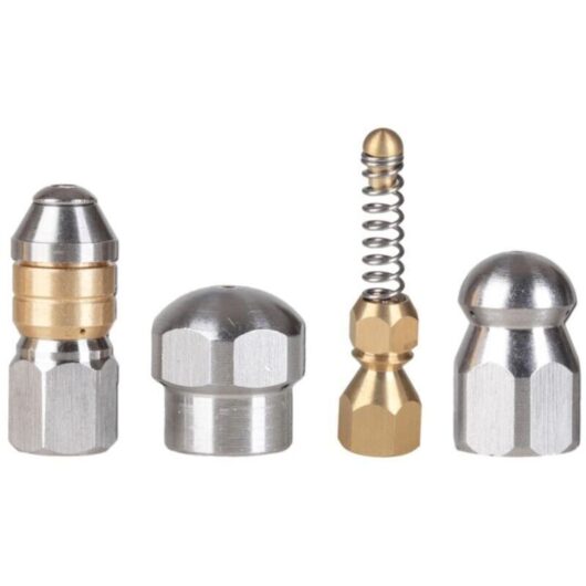 4-Piece Stainless Steel Drain Cleaning Nozzle Set, Pressure Washer, Sewer Jet Nozzle, G1/8 Thread for Kitchen