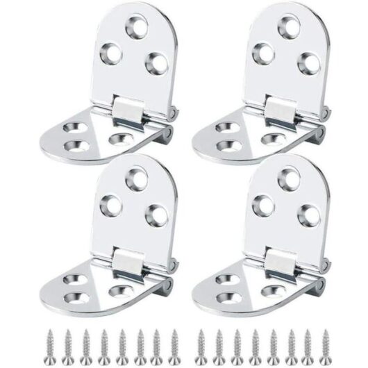 4-piece stainless steel hinges, brass furniture hinge for folding table, furniture hinge, cabinet hinge, table, folding table, rounded, with screws