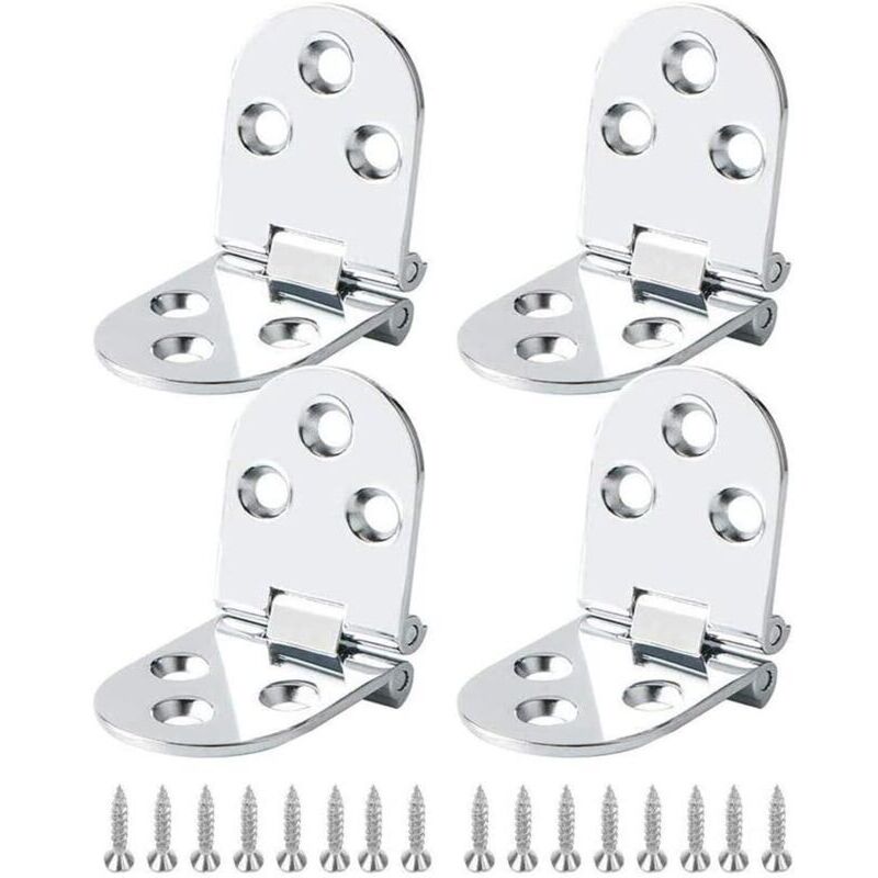 4-piece stainless steel hinges, brass furniture hinge for folding table, furniture hinge, cabinet hinge, table, folding table, rounded, with screws