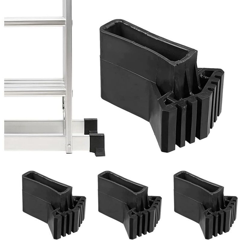 4 pieces, non-slip rubber ladder foot covers, universal replacement feet for telescopic and engineering ladders