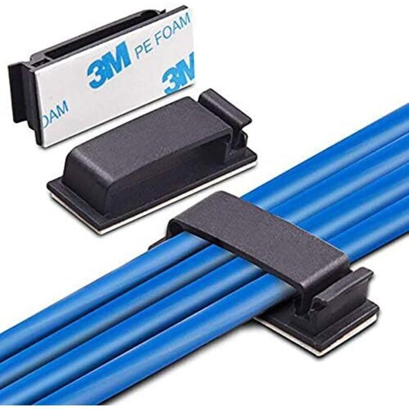 50pcs Adhesive Cable Clips, Self-Adhesive Ties for Wire Management at Home, Office and Car