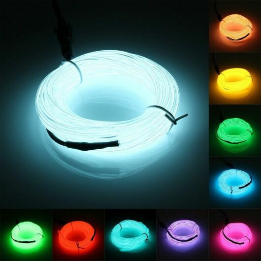 5M el Wire el Neon Cable Battery Operated Electroluminescent Lighting for Halloween Party (White)