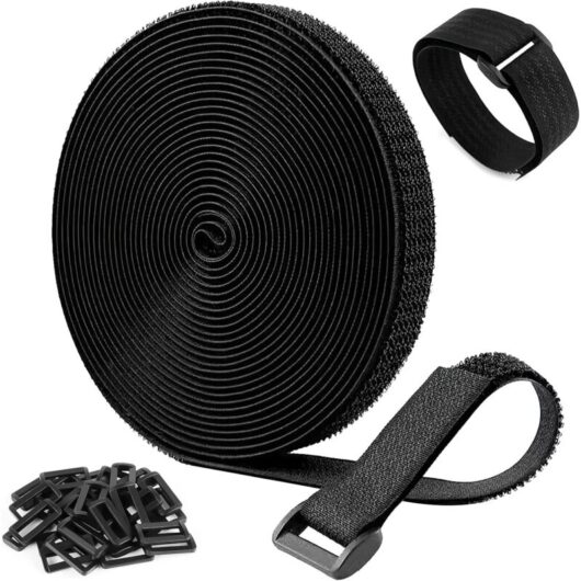 5m x 2cm Adjustable Cable Straps with 20 Buckles, Cable Ties Velcro Cable Ties Reusable Cable Management Strap Easy to Cut for Storing and Organizing