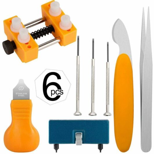 6pcs Kit Changement Pile Montre, Ouvre Boitier Montre Utilisé pour Ouvrir le couvercle de la Montre en Tournant, Kit Montre Demontage, Support de