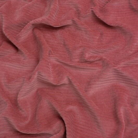 8 Wale Velour Rib Stretch Knit Cord Fabric Dusky Pink