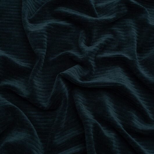 8 Wale Velour Rib Stretch Knit Cord Fabric Navy Blue