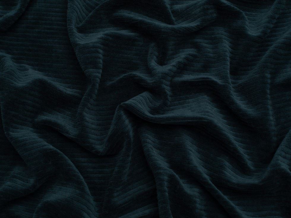 8 Wale Velour Rib Stretch Knit Cord Fabric Navy Blue