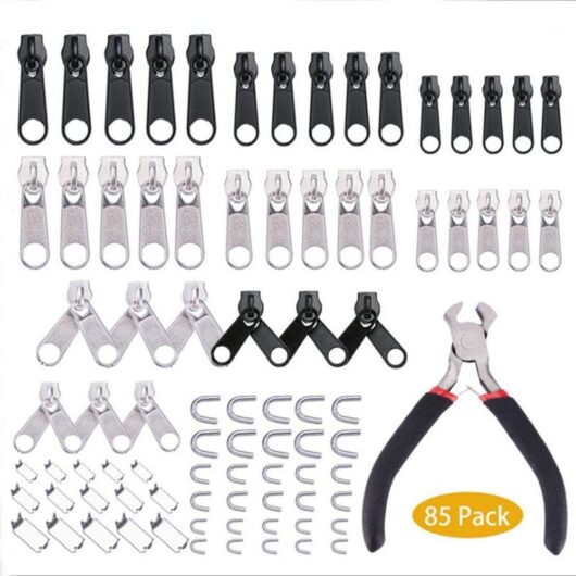 85-Piece Replacement Zipper Repair Kit with Mini Pliers, Zipper Replacement for Clothing, Bags, Jackets, Tents, Luggage Ymyny