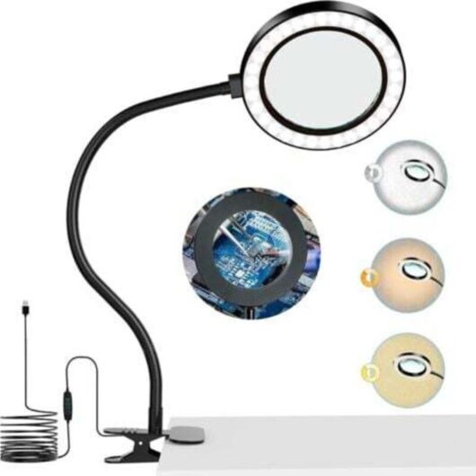 8X Magnifying Lamp with 72 LEDs in 3 Colors and 10 Adjustable Brightness Levels, Magnifying Lamp on Stand, for Reading Newspapers, Aesthetic