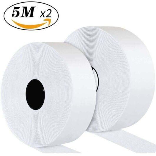 Adhesive Tapes 5 Meters 50 mm, Adhesive Hook and Loop Tape, Adhesive Strips (50 mm x 5 m, White)