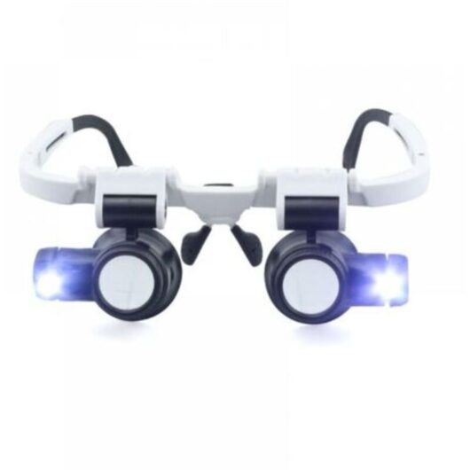 Adjustable Head Mounted Magnifier Headband Magnifying Glass with LED Light 8X 15X 23X Binocular Glasses Magnifier Hands Free Magnifying Glass for
