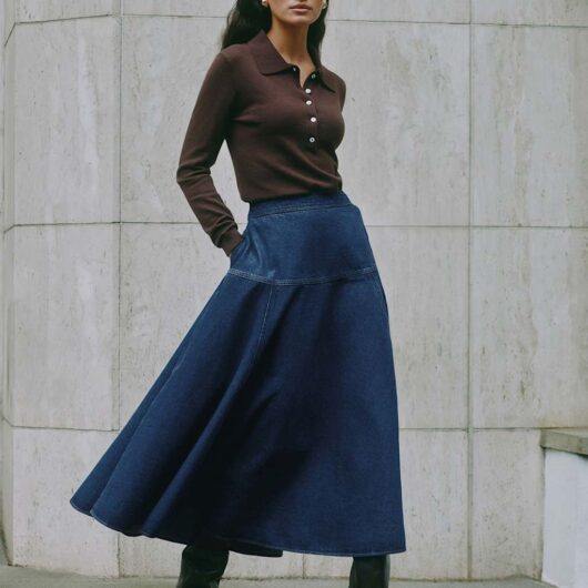Albaray Cotton Blend Textured Top with Wool Chocolate