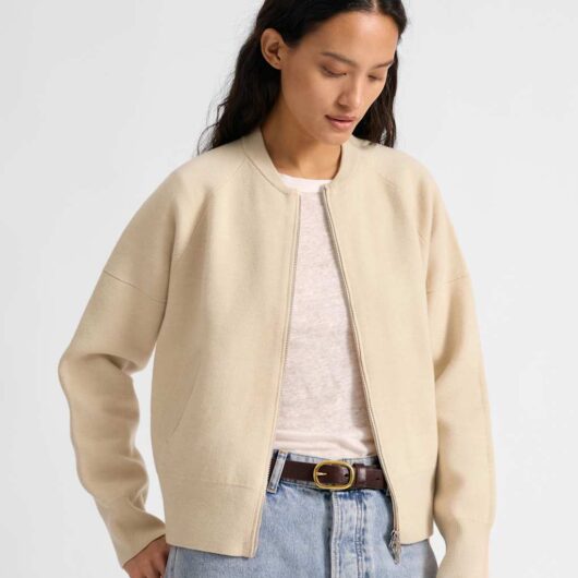 Albaray Knitted Bomber Jacket with Wool Neutral