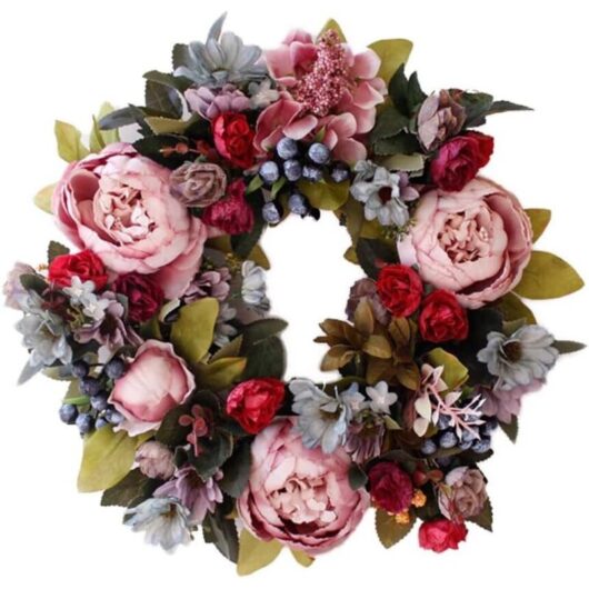 All Seasons Wreath - artificial peonies, spring/summer, farmhouse/office/wedding