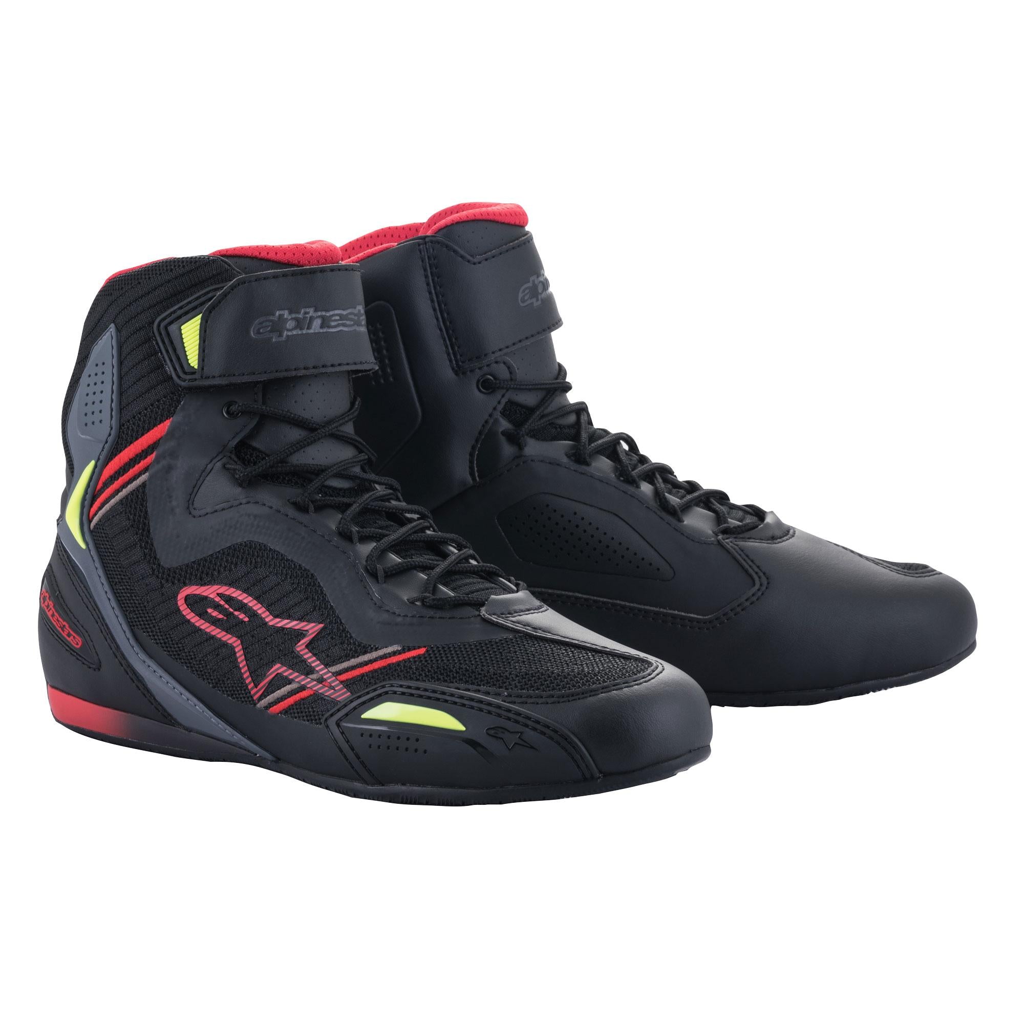 Alpinestars Faster-3 Rideknit Shoes Black Red Yellow Fluo - UK 42