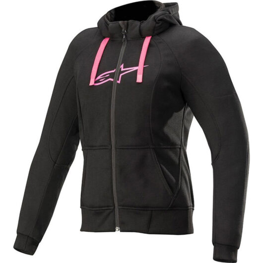 Alpinestars Stella Chrome Sport Ladies Motorcycle Hoodie - Black Fuchsia / UK 8 | EU 40 | US 4 | S