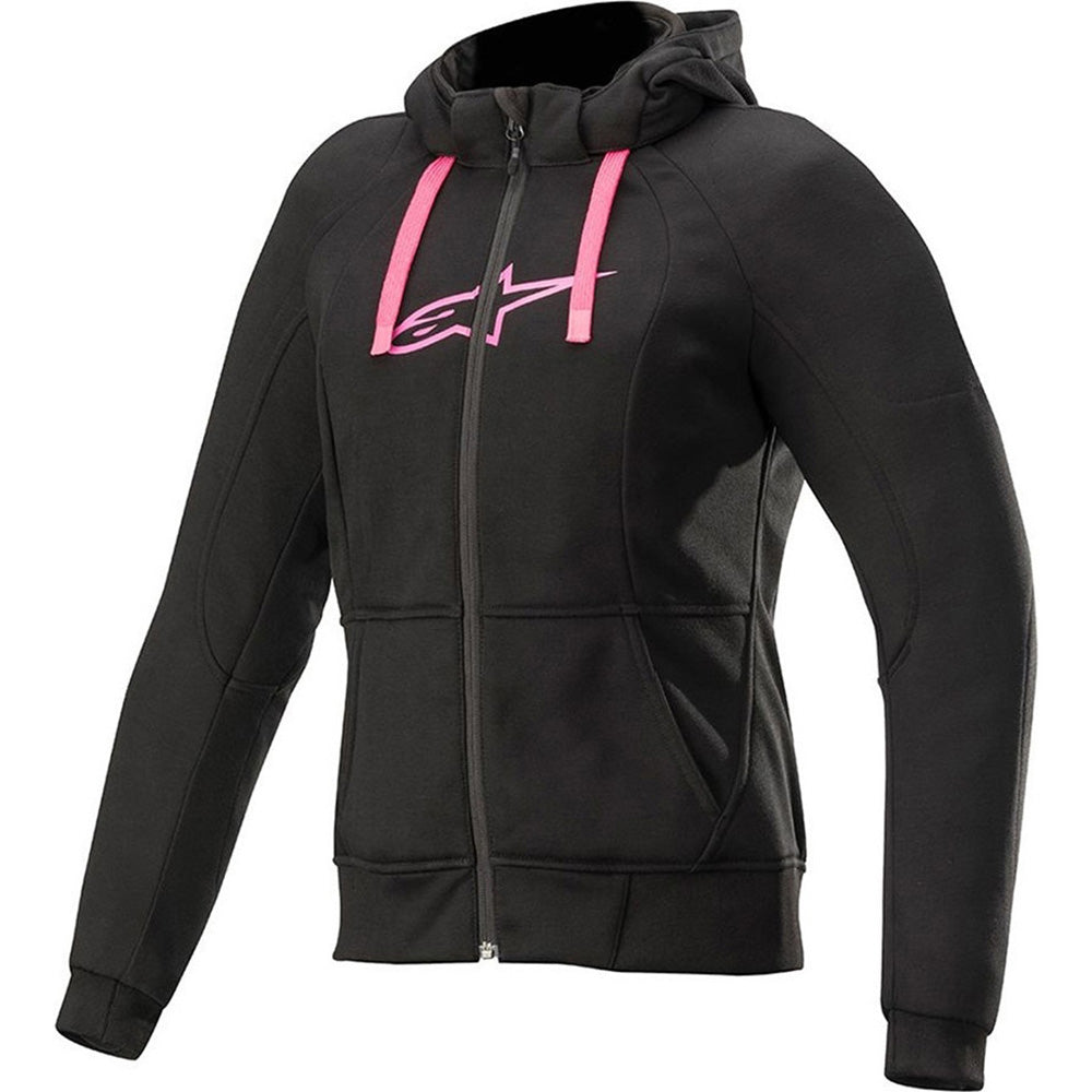 Alpinestars Stella Chrome Sport Ladies Motorcycle Hoodie - Black Fuchsia / UK 8 | EU 40 | US 4 | S