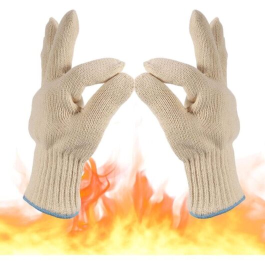 Anti-scalding kitchen glove, oven glove, heat-resistant barbecue glove, indoor and outdoor use, thick knitted cotton for high-temperature ovens