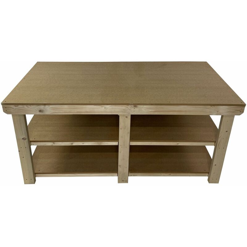 Arbor Garden Solutions - Wooden mdf Top Wide Workbench (3ft x 4ft) Double shelf
