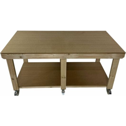 Arbor Garden Solutions - Wooden mdf Top Wide Workbench (3ft x 5ft) Legs With wheels