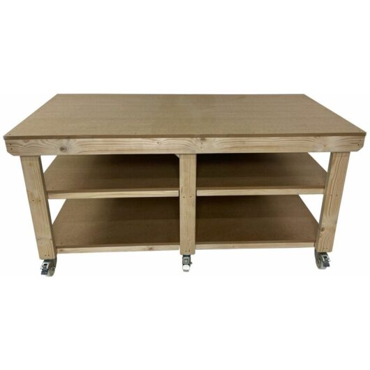 Arbor Garden Solutions - Wooden mdf Top Wide Workbench (3ft x 6ft) Legs With wheels and Double shelf