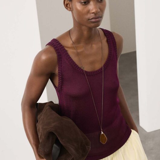 Autograph Metallic Knitted Vest Top Grape