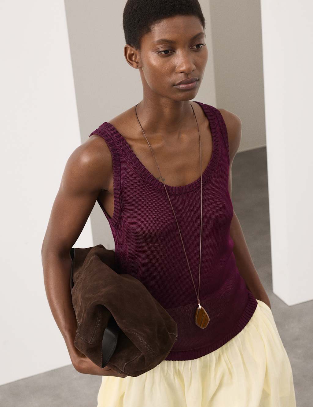 Autograph Metallic Knitted Vest Top Grape