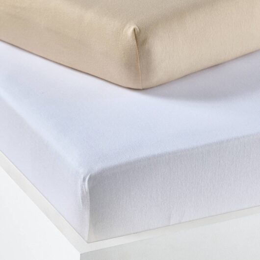 Baby Pack of 2 Fitted Sheets in Stretch Jersey Knit beige