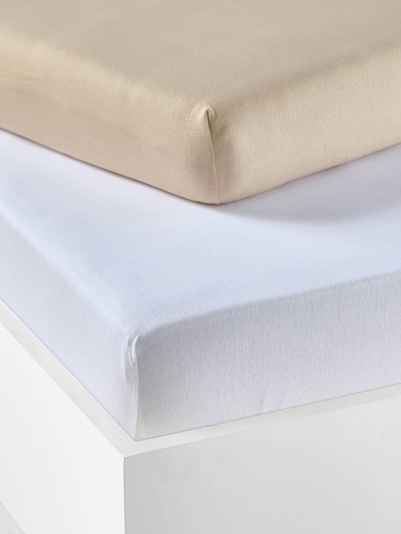 Baby Pack of 2 Fitted Sheets in Stretch Jersey Knit beige