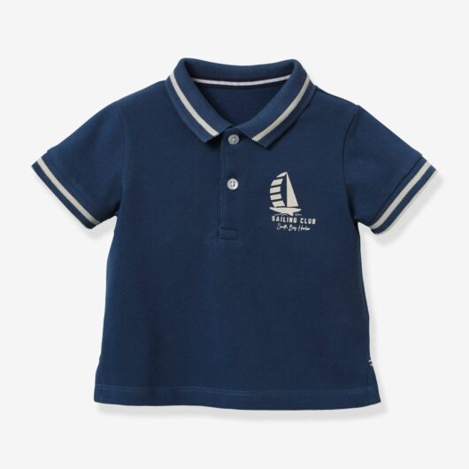 Baby polo shirt in cotton piqué knit - Organic cotton CYRILLUS indigo