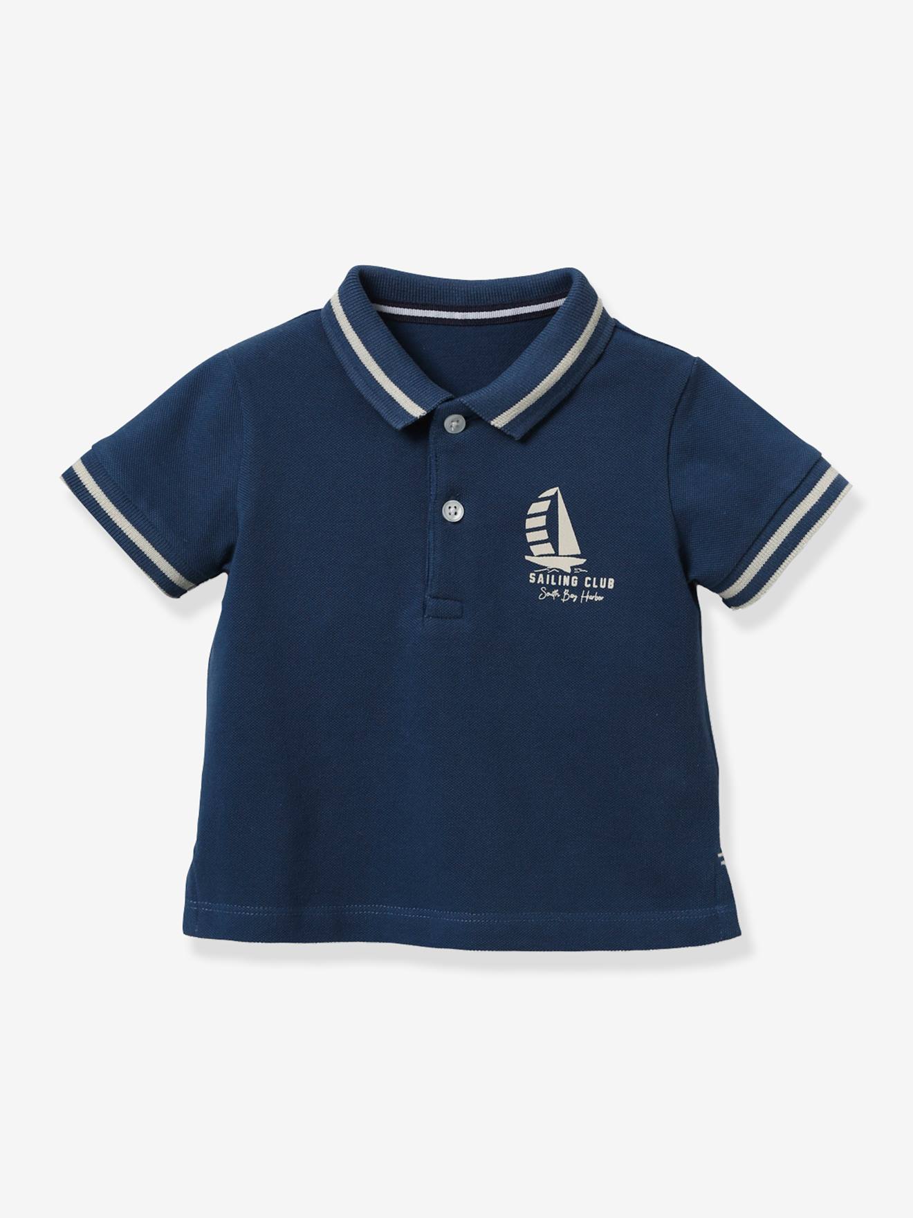 Baby polo shirt in cotton piqué knit - Organic cotton CYRILLUS indigo