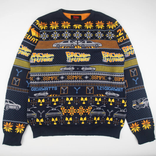 Back to the Future Christmas Knitted Jumper Navy - XL
