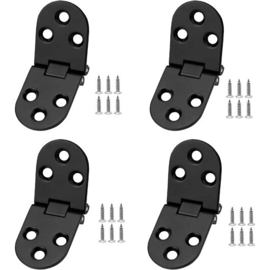 Black hinge, 4 pieces, 180-degree folding hinges, folding hinge for folding table, cupboard, wardrobe, wooden box, home, furniture