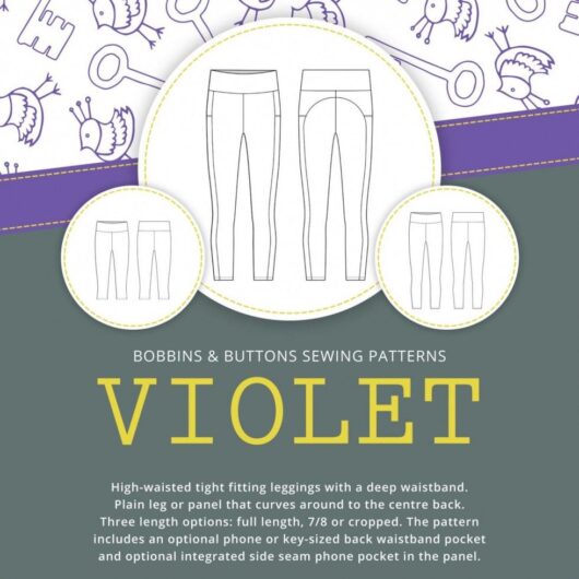 Bobbins and Buttons Paper Sewing Pattern Violet Leggings