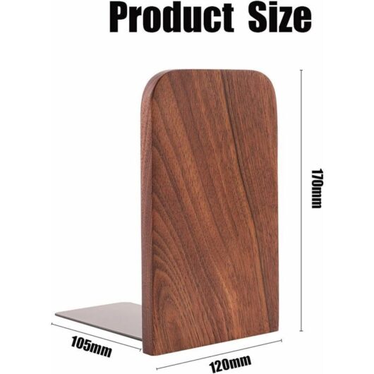 Bookend, Book Wedge, Black Walnut Bookend Holder for Shelves, Non-Slip Bookend Organizer Storage Rack, 1 pc - 17x12 cm for Home, Office