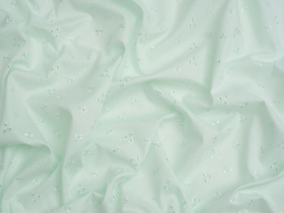 Broderie Anglaise Cotton Fabric Mint