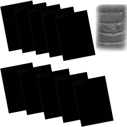 CCYKXA 10 Self-Adhesive Nylon Patches 20 x 15 cm - Repair Patches for Down Jackets and Raincoats - Black Self-Adhesive Nylon Patches for Tents, Down