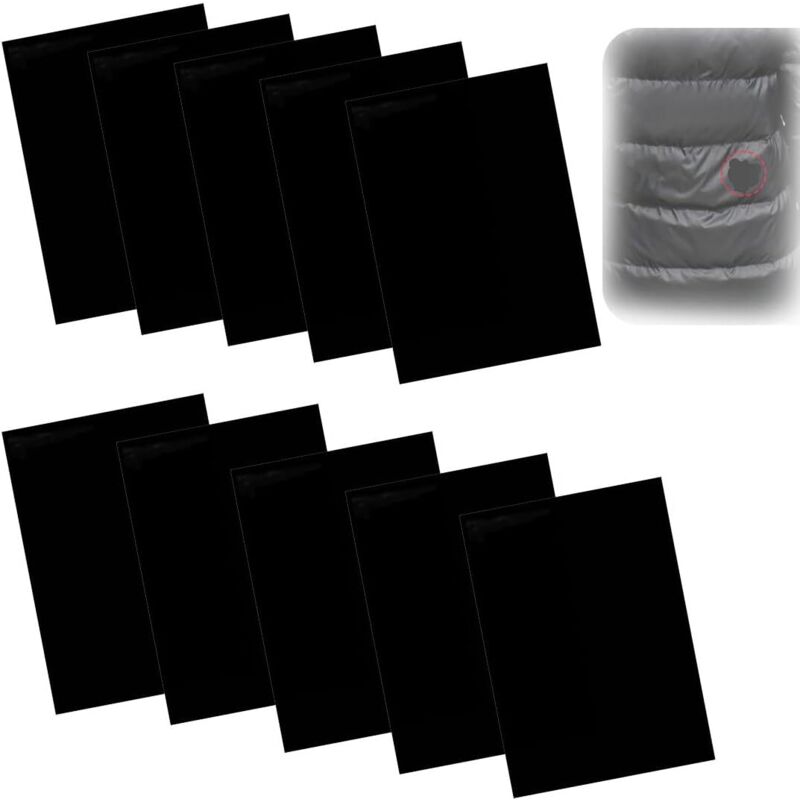 CCYKXA 10 Self-Adhesive Nylon Patches 20 x 15 cm - Repair Patches for Down Jackets and Raincoats - Black Self-Adhesive Nylon Patches for Tents, Down